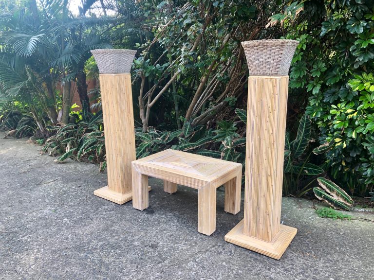 Custom lampstands and table kubu